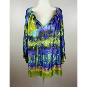 Investments Womens Watercolor Blouse Sz 14 | Fairy Lightweight Art to Wear Artsy